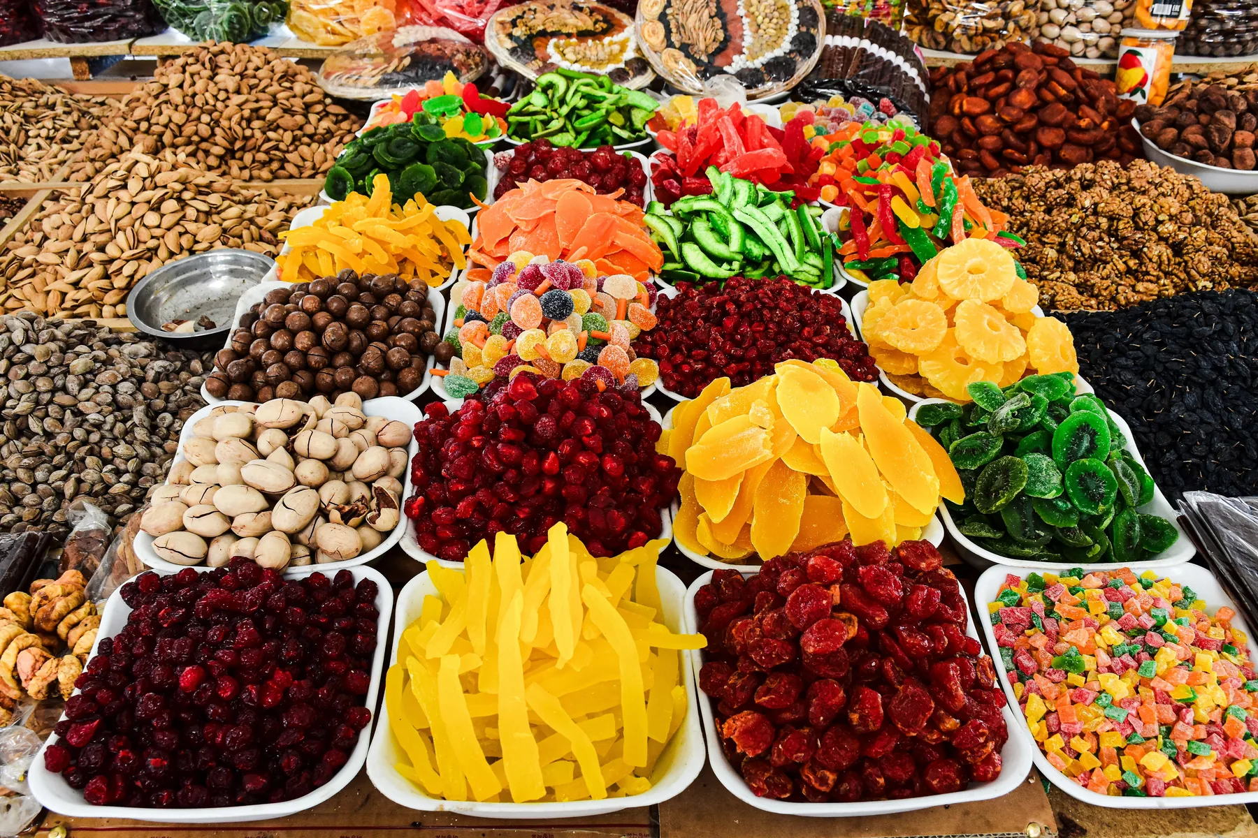 Representative colorful dried-fruit market display