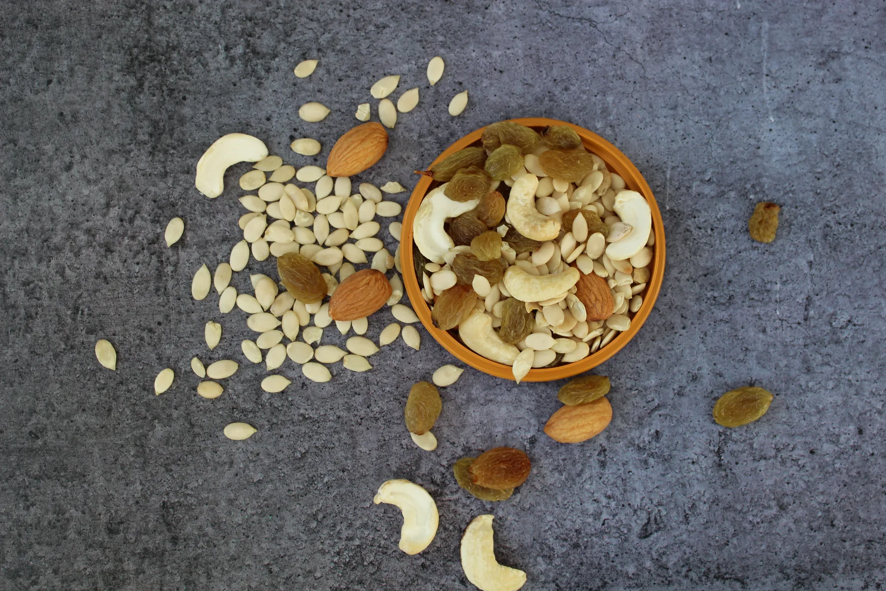 Representative bowl containing mixed dry fruits